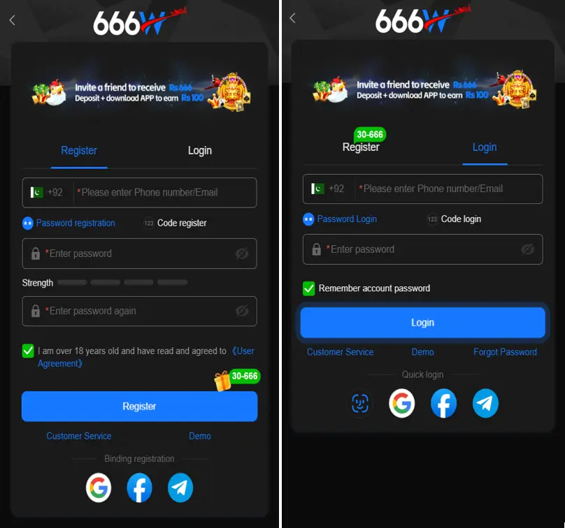 Login and Register Page
