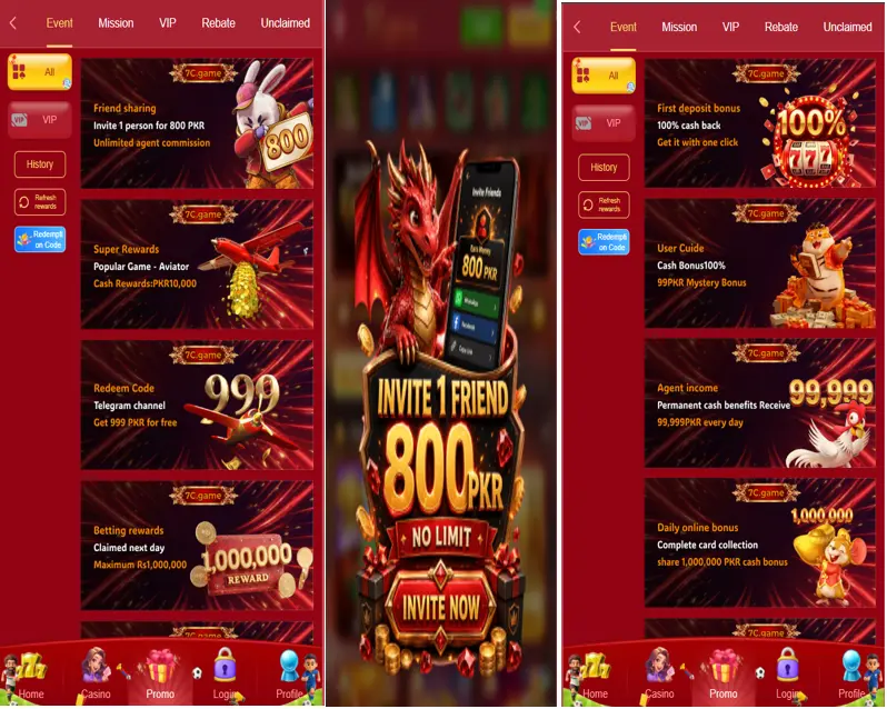 7C Game APK Bonus and Rewards Page