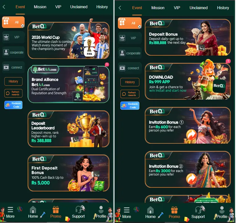 BetQQ Bonus and Rewards Page