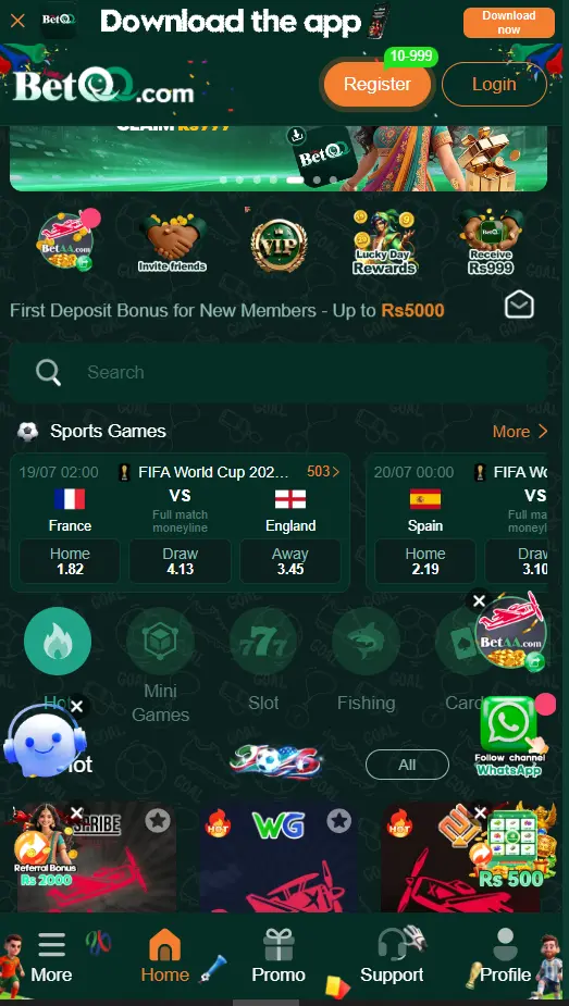 BetQQ APK Homepage
