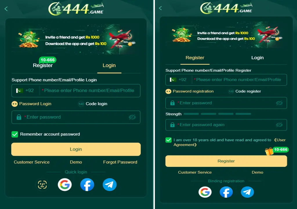 Login and Register