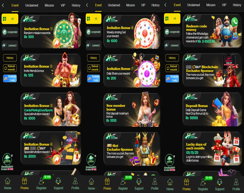 Rewards and Bonuses in H555 Game APK