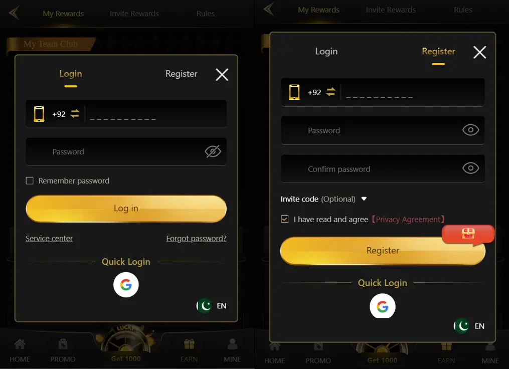 Login and Register
