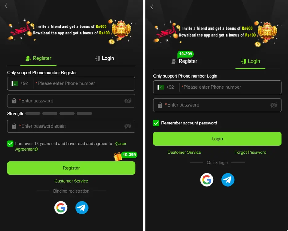 Login and Register
