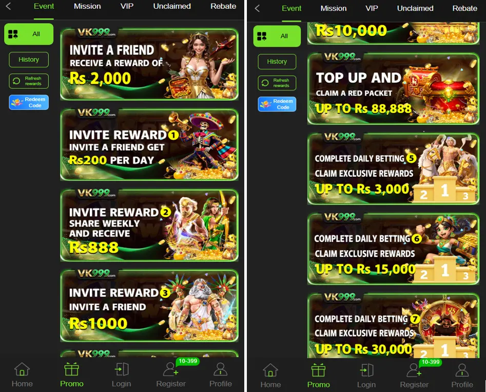 VK999 Rewards and Bonus
