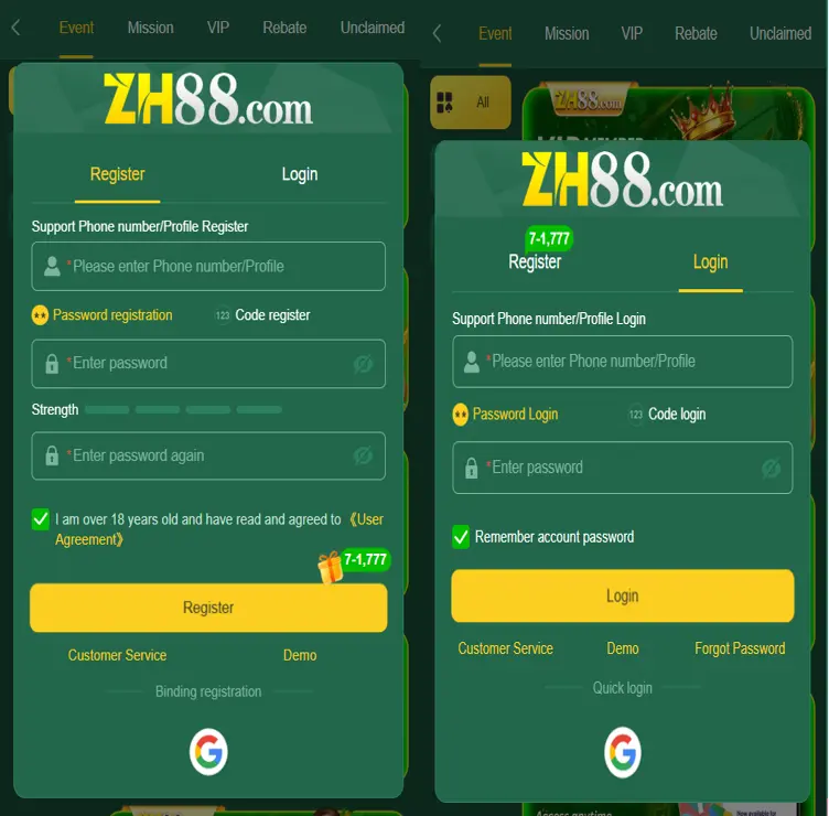 Login and Register