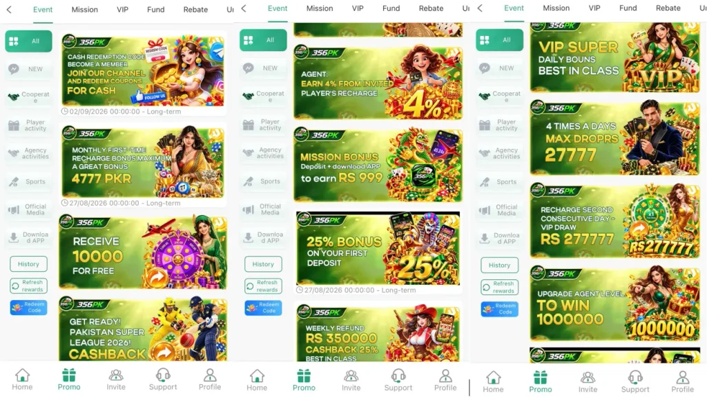 356PK Game APK Latest Version Promotions - Bonus and Rewards