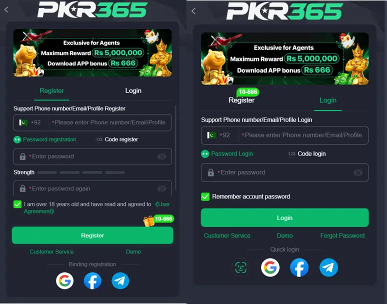 Login and Register