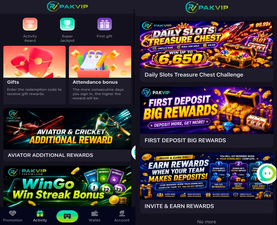 PakVIP Game APK Latest Version 2026 Promotions - Rewards and Bonuses