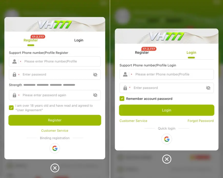 VH777 Game APK Latest Version 2026 - Login and Register