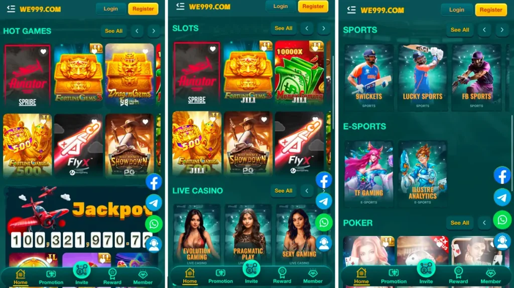 WE999 Game APK - All Game Categories Available 
